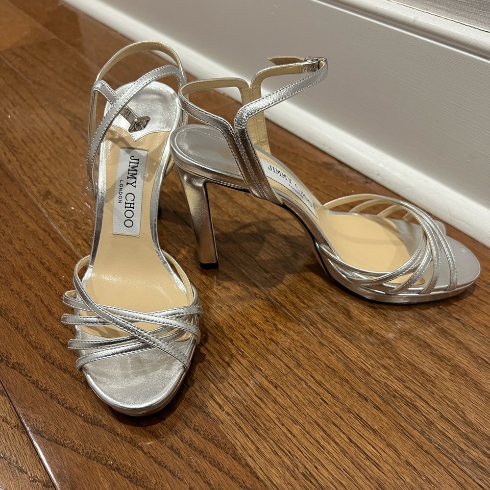 Jimmy Choo Lilah 100m Silver Platform Heels